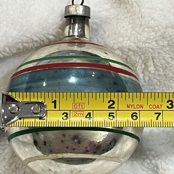 Vintage 1950’s Mercury Glass & Striped Ornament**U.S.A.**3.5”H** - Picture 9 of 9